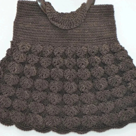 Art Deco Brown Crocheted Corded Fabric Bakelite - Picture 3 of 11